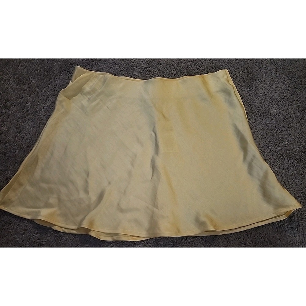 Wild Fable  Yellow High-Low A-Line‎ Satin Mini Skirt Pull On  NWT Large